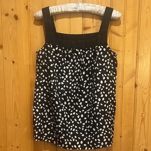 LOFT Black Top with White Dots